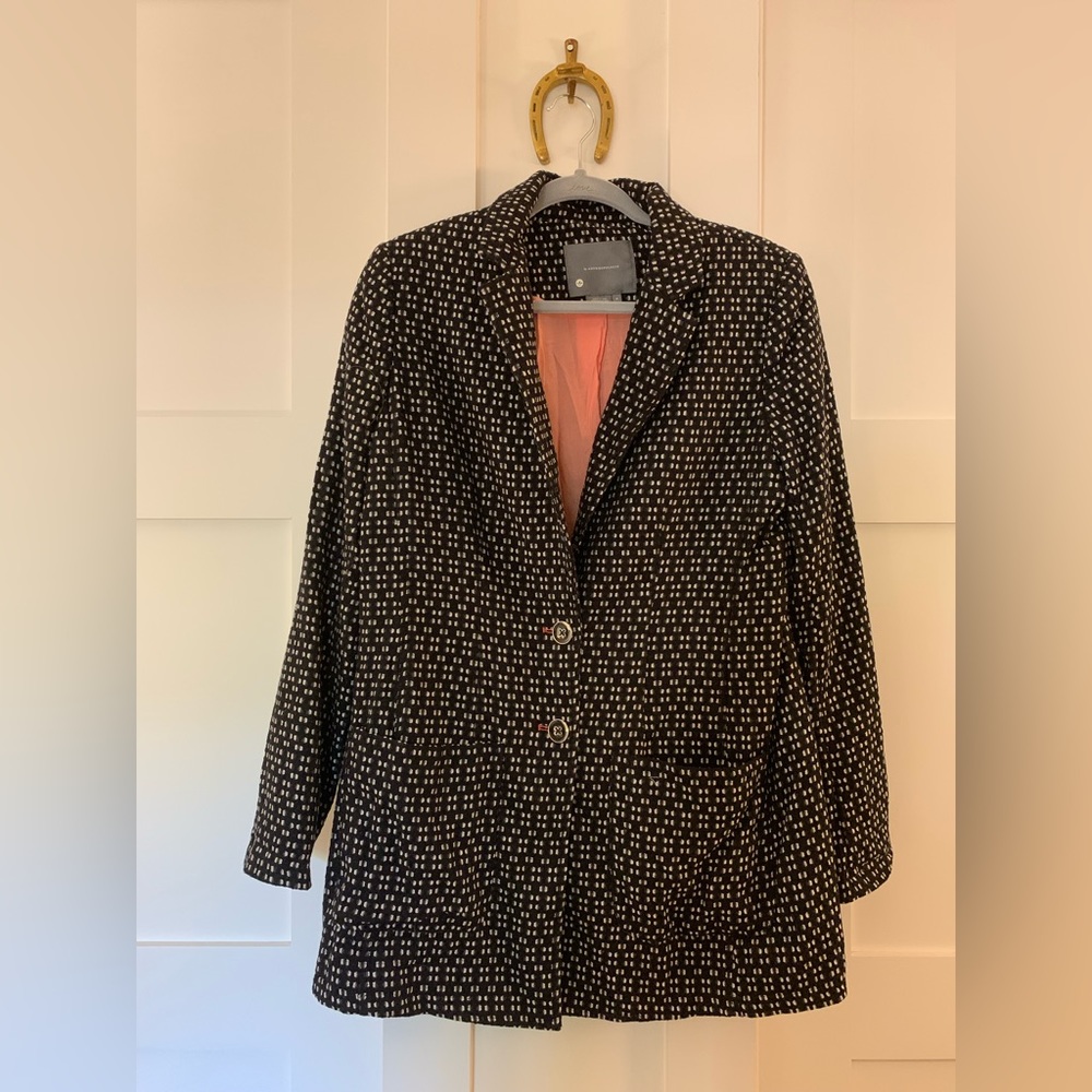 Anthropology black and white blazer